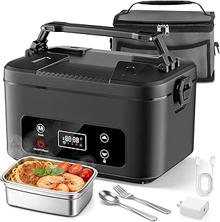 Electric Lunch Box, 2026 Upgraded 1.2L Cordless Heated Lunch Box,24000mAh Battery Powered Food Warmer with Timer, 5-Sided Heating, Leakproof, for Office, Outdoors & Truck