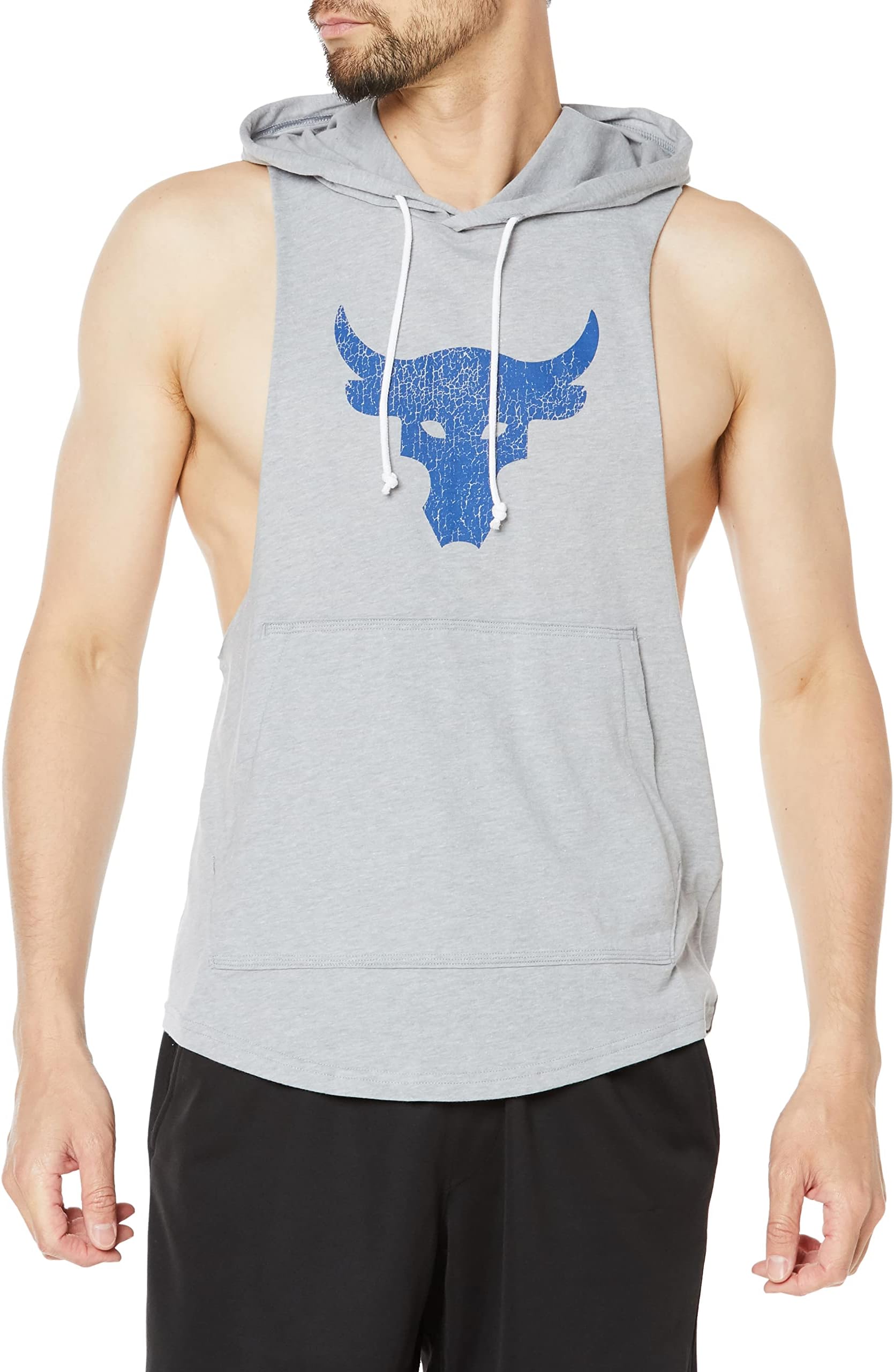 Men's Project Rock Bull Muscle Hoodie Shirt sz Large gray