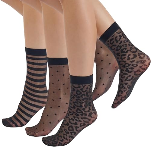 CALZITALY 3 Paar Damen Gemusterte Socken, Feine Elegante Socken, Made in Italy