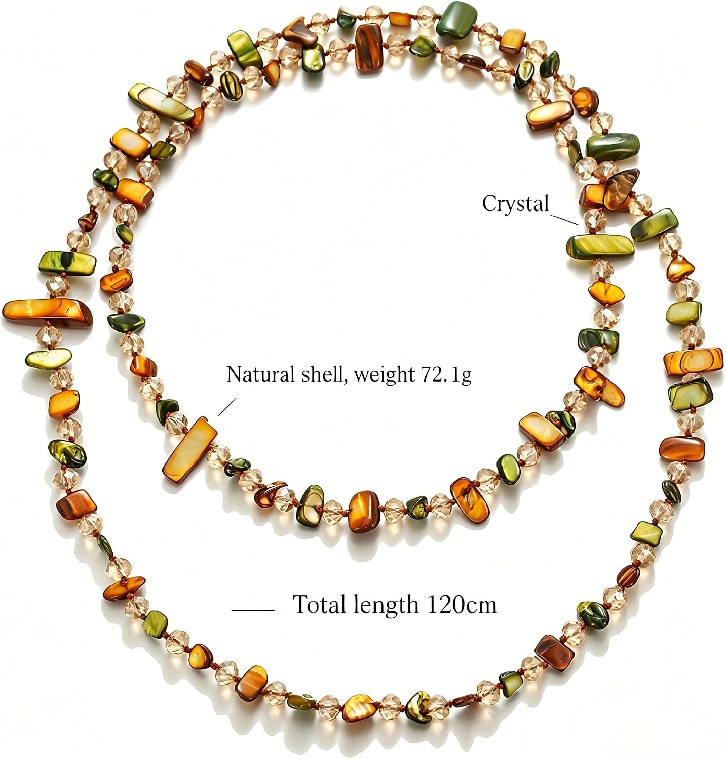 Ailiessy Colorful Irregular Beaded Long Necklace for Women Boho Handmade Shell Beaded Necklace Bohemian Vintage Chunky Costume Jewelry
