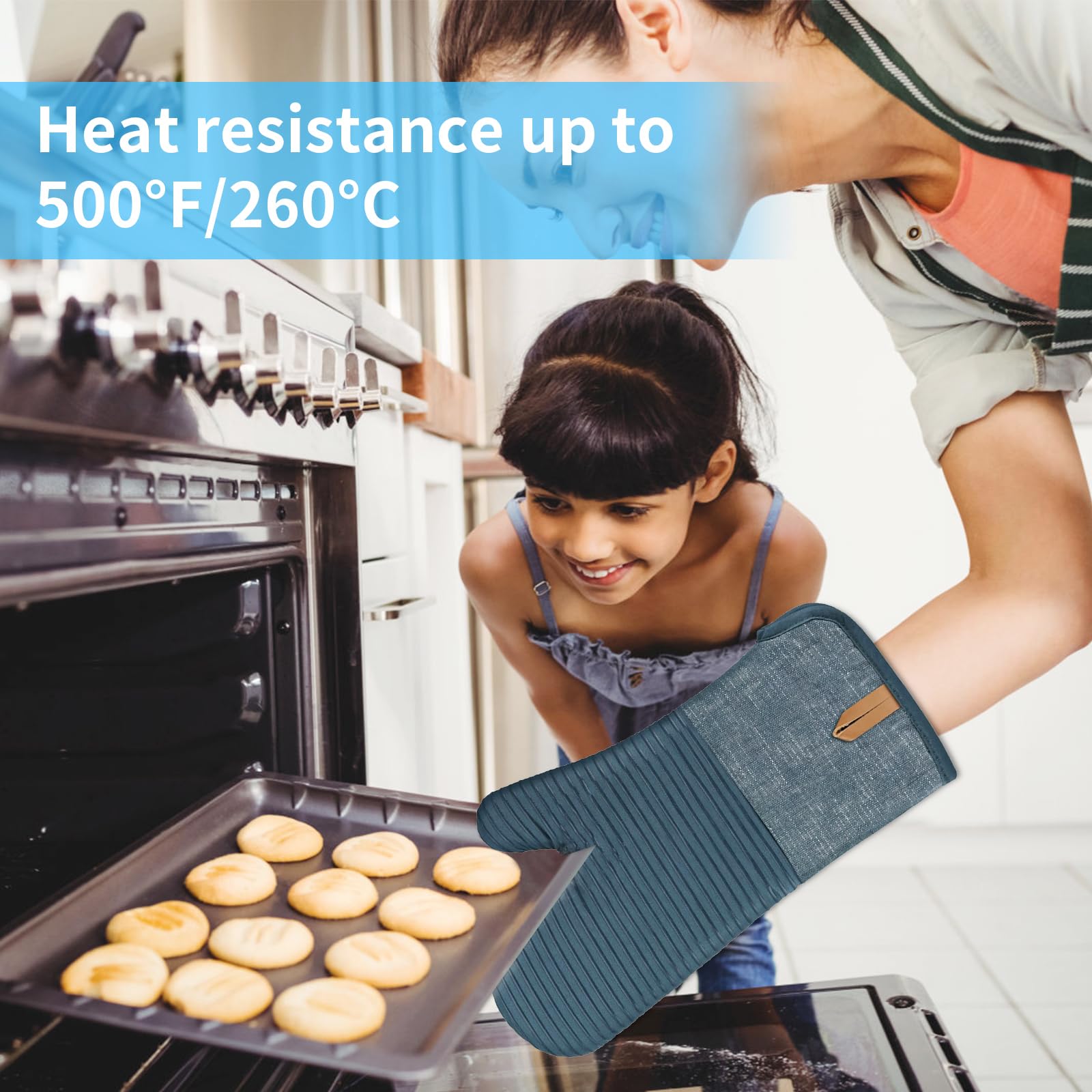 Guanti Da Cucina 260°C Guanti E Presine Da Forno Resistenti Al Calore - Set Di 4 Pezzi In Cotone Spesso Giallo Guanti Di Cotone