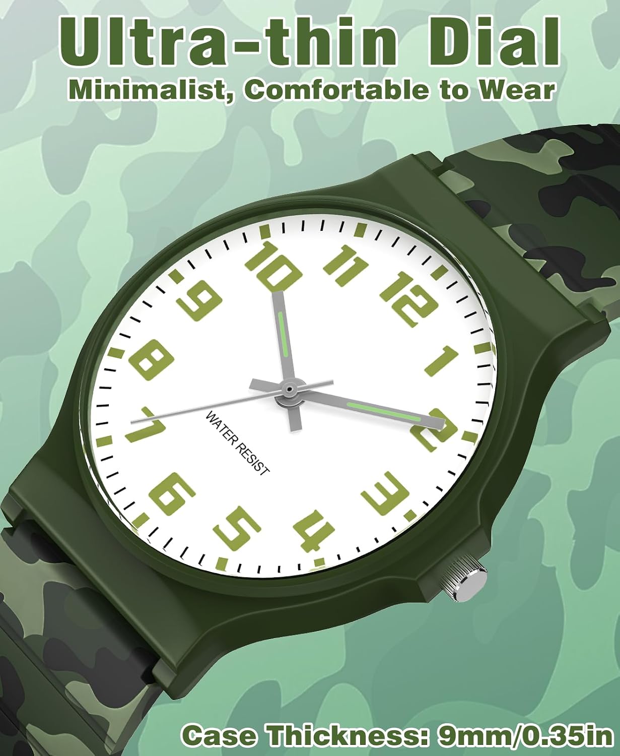 SOCICO Kids Analog Watch for Boys Girls, Easy to Read Learning Time Watch, Waterproof, Soft Band Wristwatch for Child Teens Ages 5-15, Great Gift for Kids Children