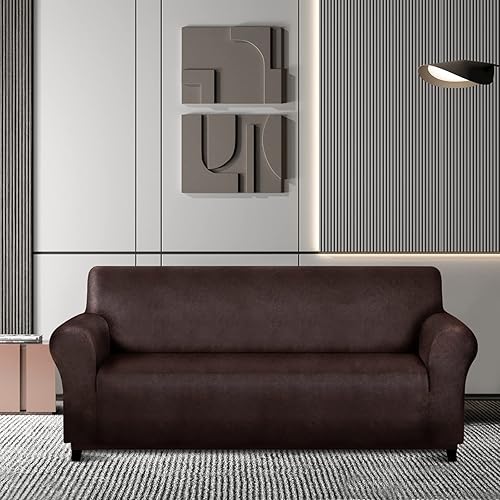 Miniatura 7 de molasofa Funda de sofá extragrande para decoración del hogar, suave funda de sofá de 3 cojines para sofá, funda de elastano similar al cuero. Funda