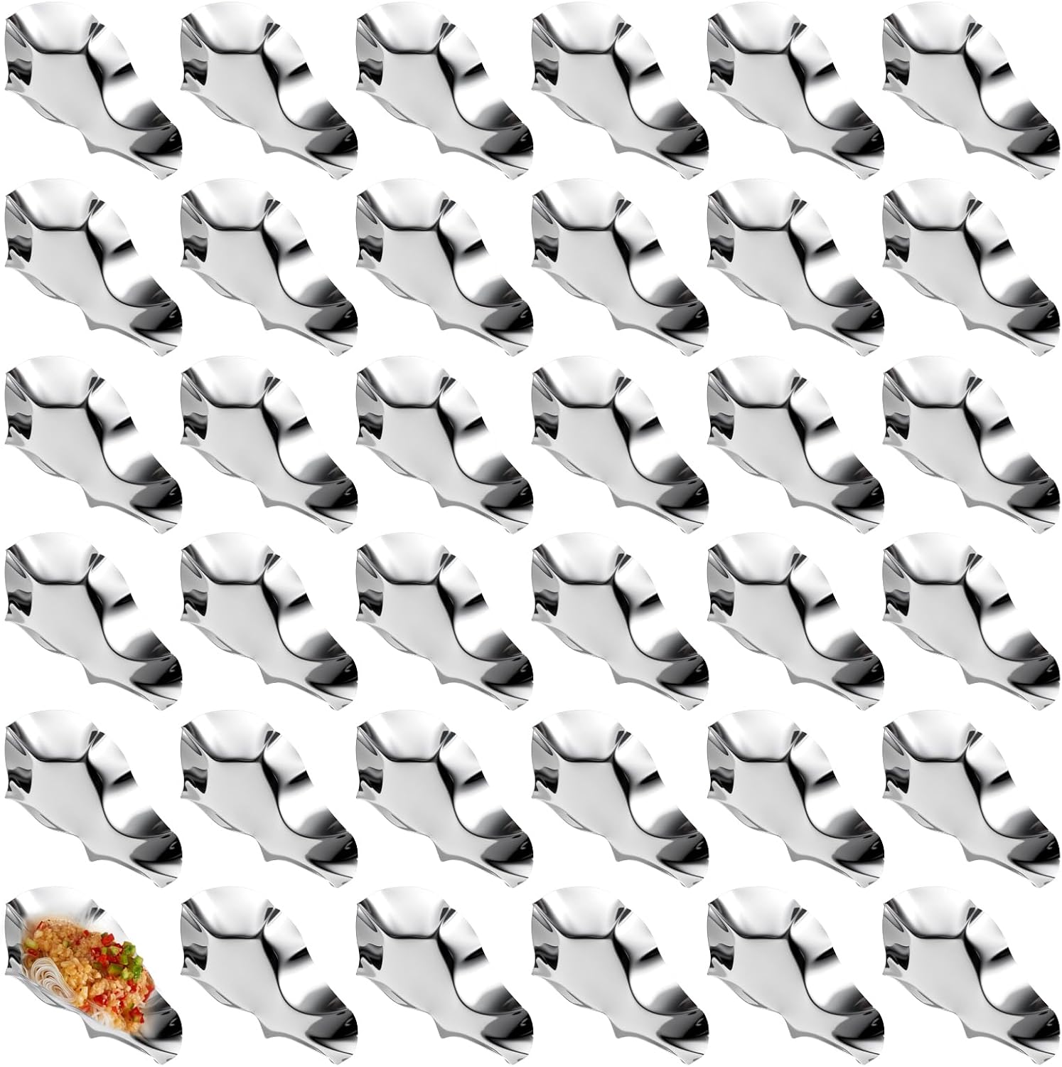 Set of 36 Stainless Steel Oyster Shells, Reusable Silver Kitchen Metal Oyster Shell Pan for Grilling, Baking, Cooking Oysters, Shrimp, Scallops, Clams, Seafood