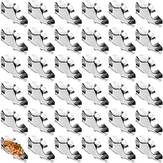 Set of 36 Stainless Steel Oyster Shells, Reusable Silver Kitchen Metal Oyster Shell Pan for Grilling, Baking, Cooking Oysters, Shrimp, Scallops, Clams, Seafood