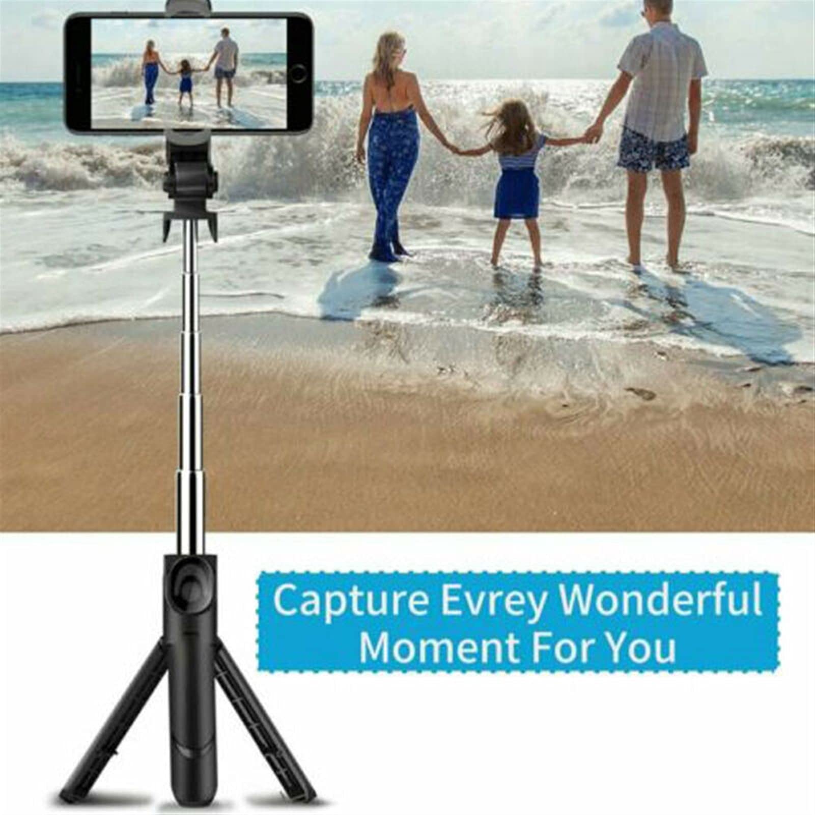 SCRUBY 2021 4 w 1 Bluetooth Selfie Stick Statyw Selfie Stick z bezprzewodowym pilotem i statywem (czerwony)
