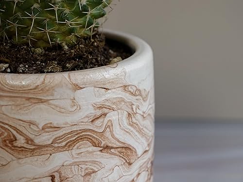 Miniatura 5 de Maceta redonda de hormigón con orificio de drenaje de 3.5 pulgadas con platillo para macetas de cactus en el hogar, oficina, interiorexterior