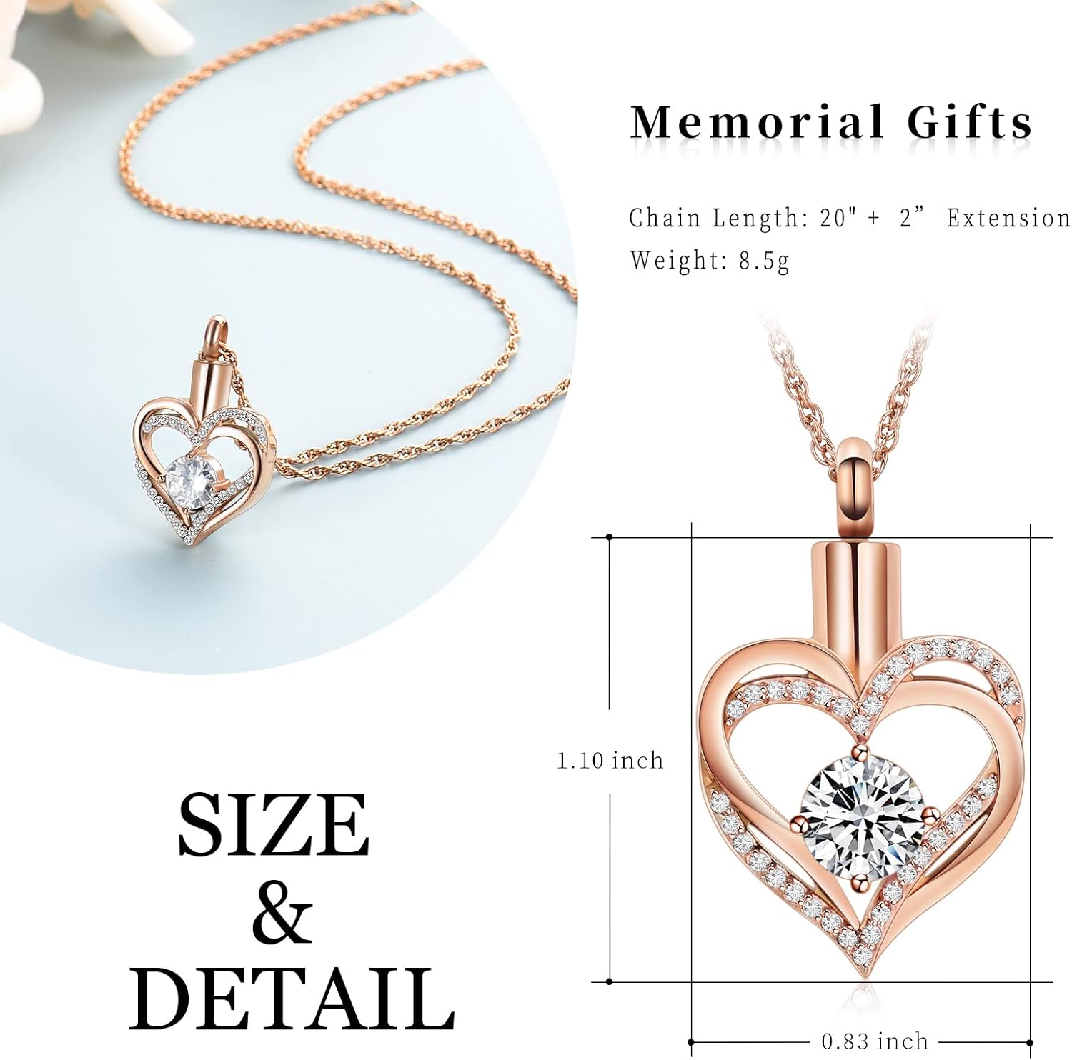 shajwo Cremation Jewelry Heart Urn Necklace for Ashes for Women Gilrs Memorial Keepsake Birthstone Pendant - Image 3