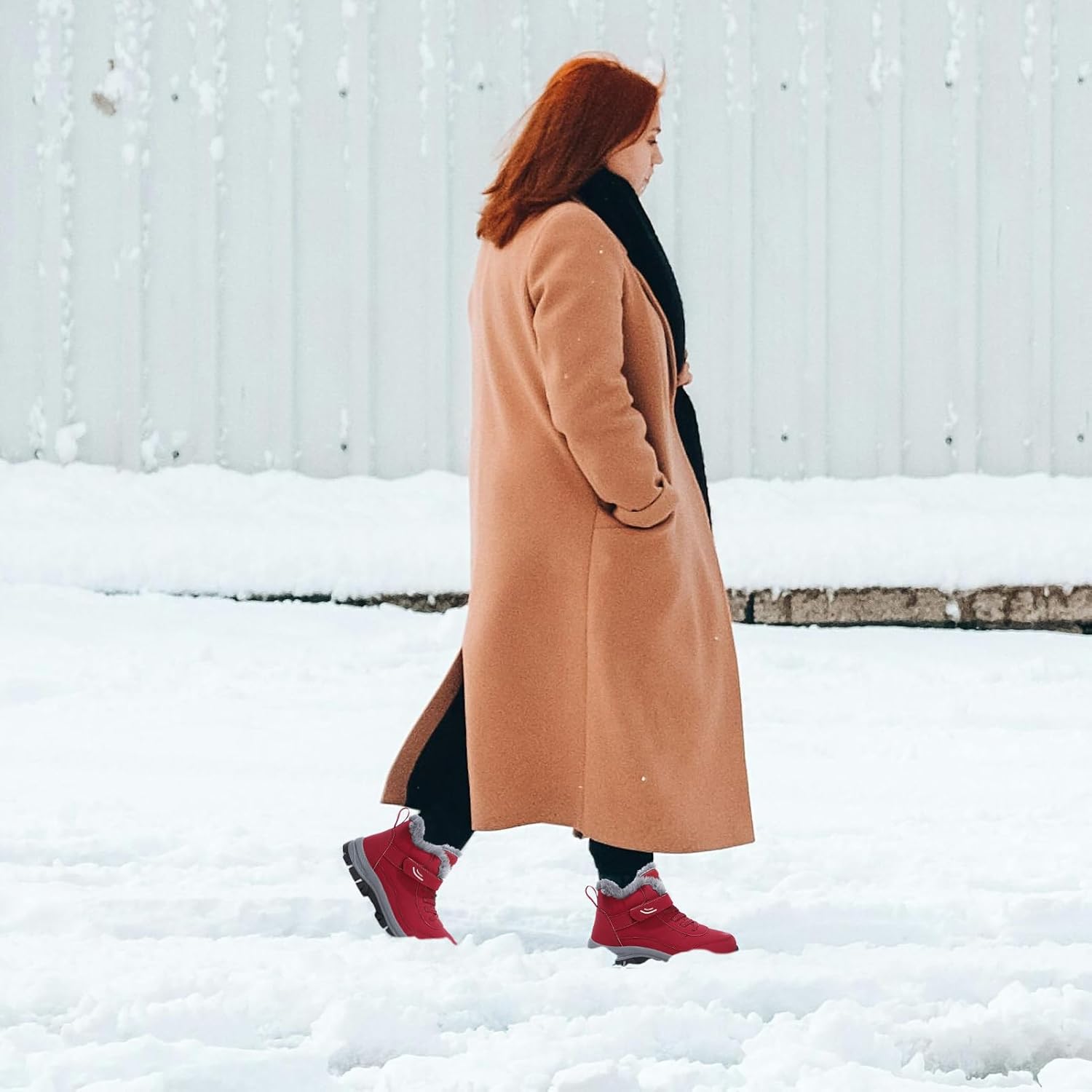Waterproof Snow Boots for Women Fur Lined Warm Anti-Slip Ankle Boot Outdoor Lightweight Winter Boots