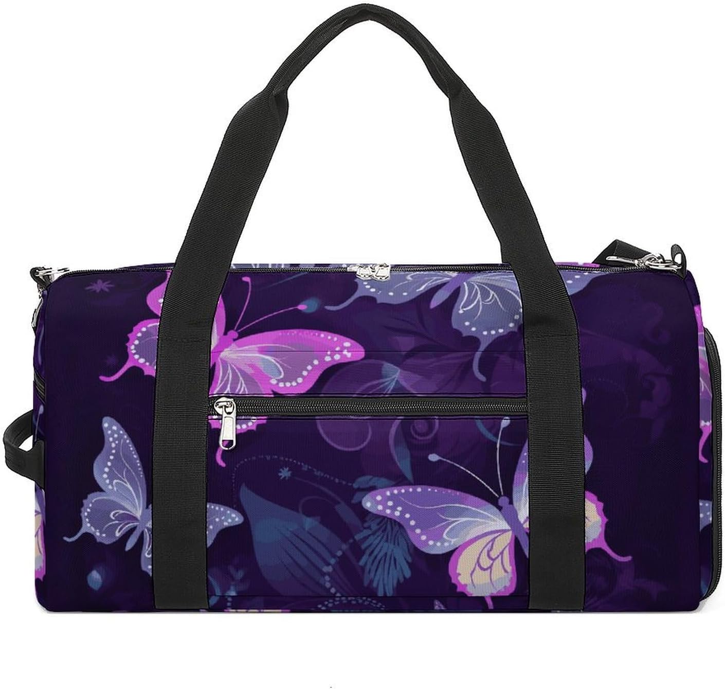Gym Bag for Men Travel Duffle Bag Purple Butterfly Tote Bag Weekender Duffel Bag Weekender Bag for Sports
