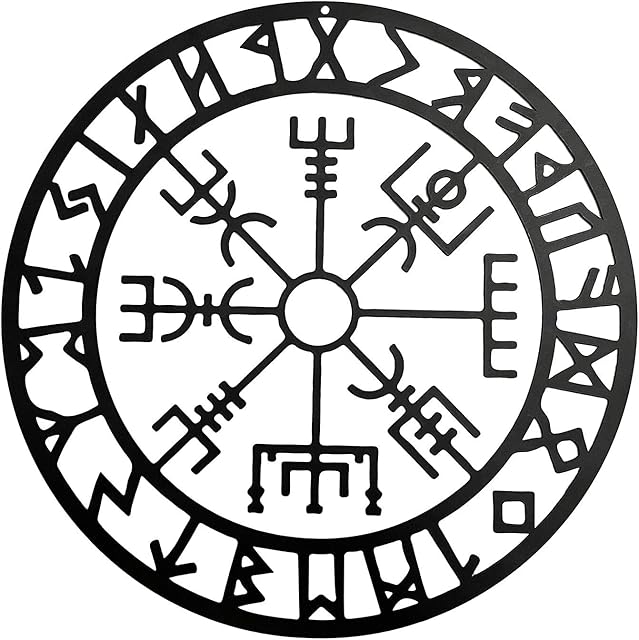 LOVOICE Deluxe Viking Compass Norse Wall Art Home Decor Vegvisir Metal Interior Artwork Perfect For Modern Vikings