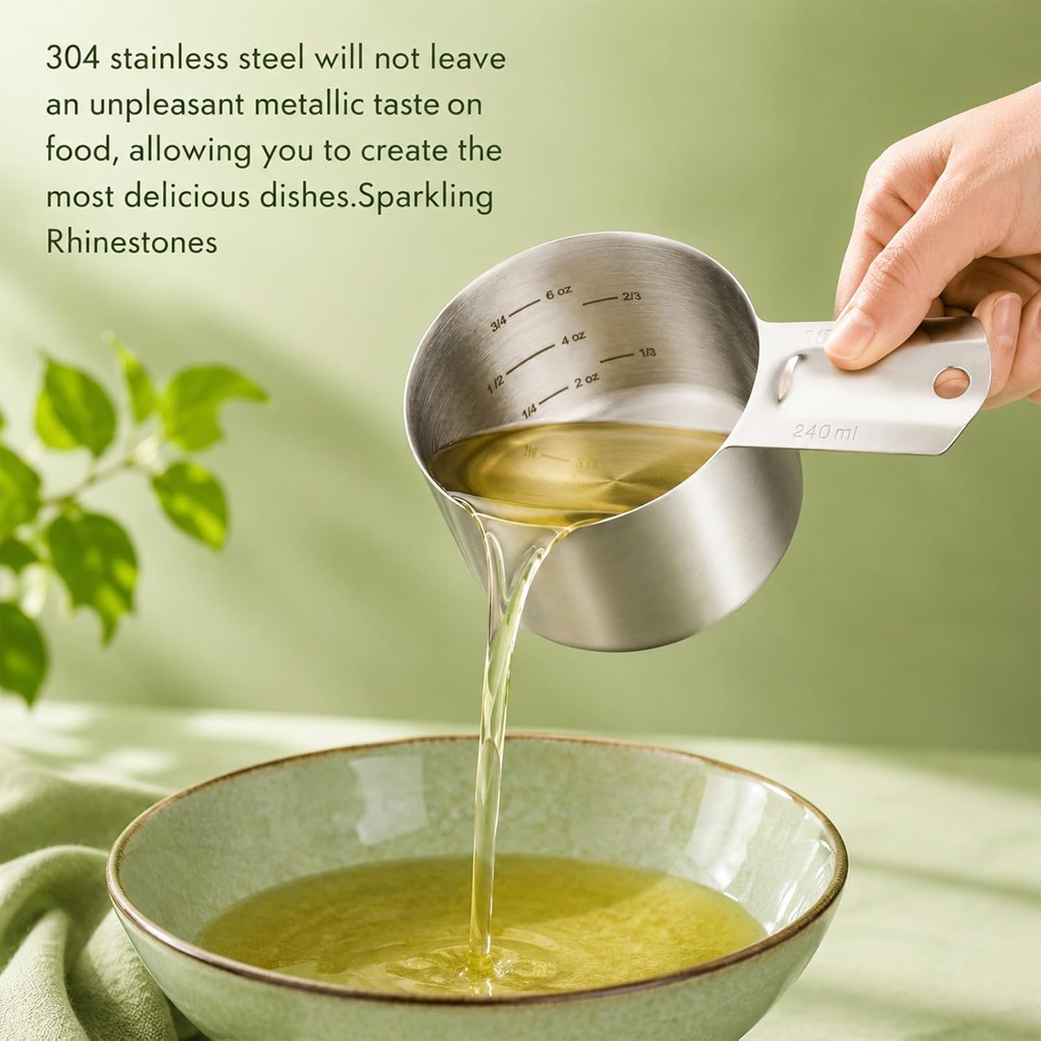 240ml One Cup Measuring Cups Metal, 8oz Stainless Steel Measuring Cup