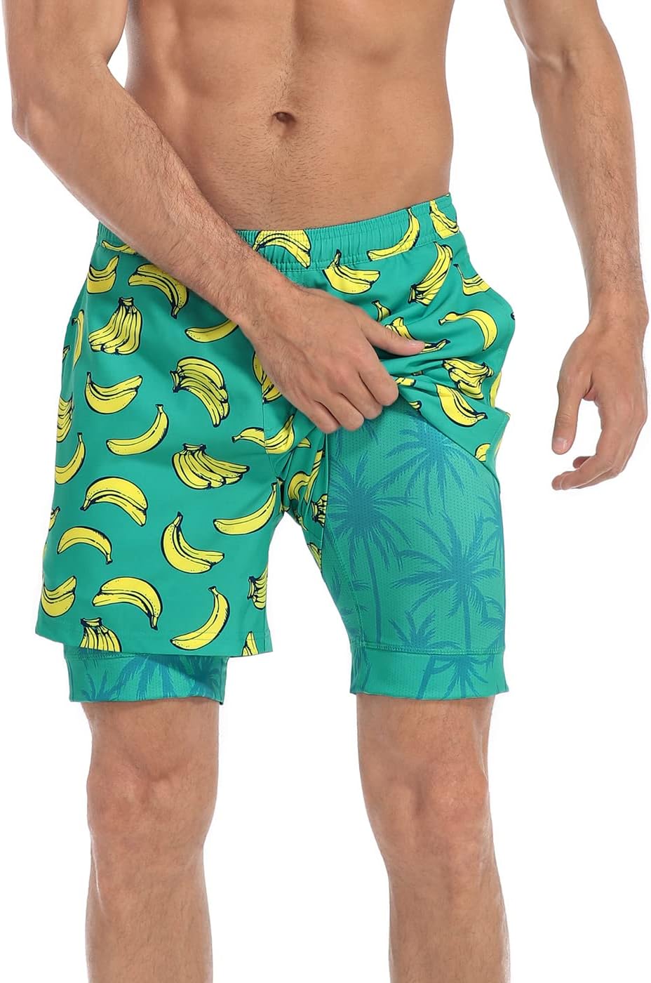 LRD Men's Swim Trunks with Compression Liner 5 Inch Inseam Quick Dry Swim Shorts
