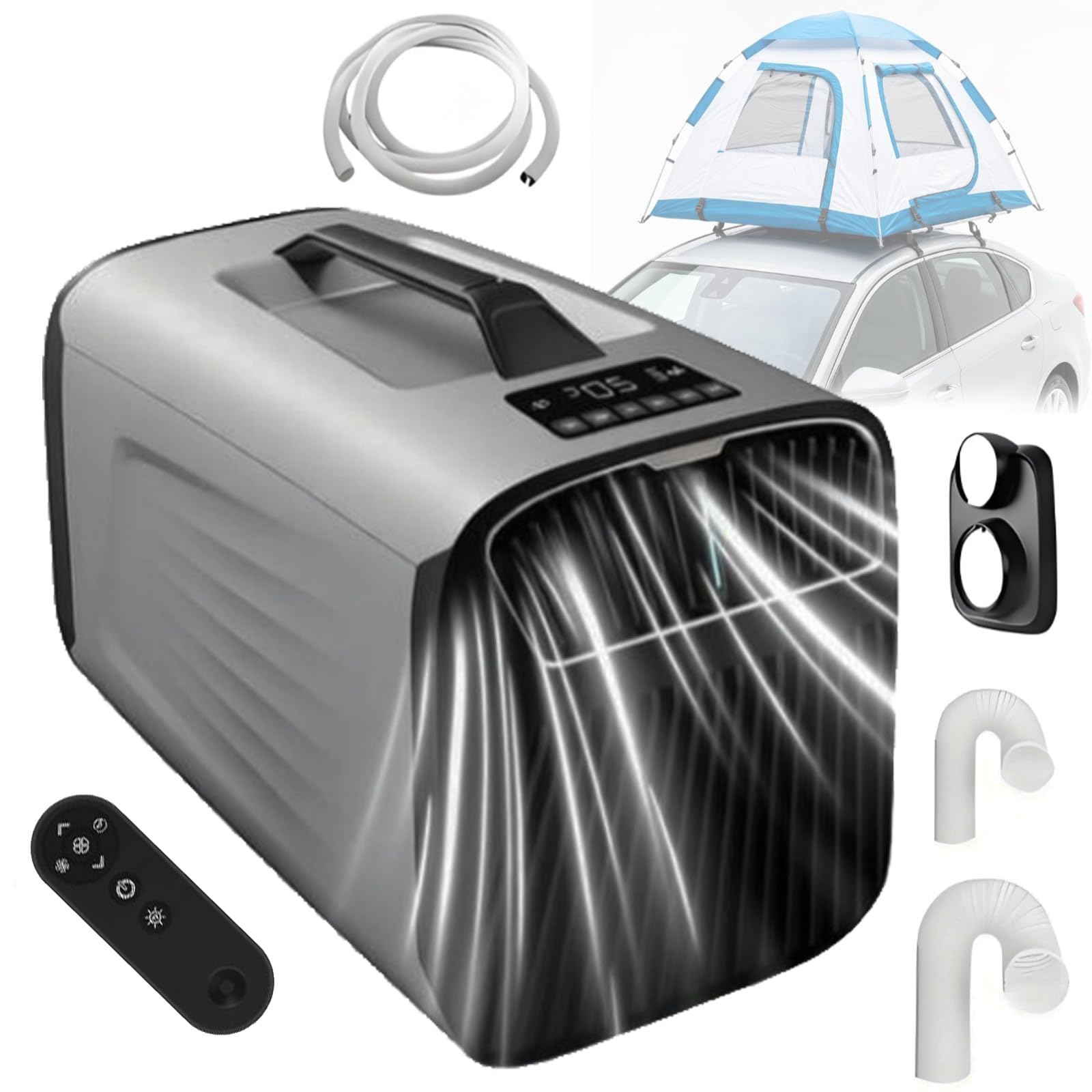 DOZPAL Portable Air Conditioner Kit - 5200 BTU Air Conditioning Unit with 24H Timer, Mobile Tent AC Adjustable from 16-32℃ for Outdoor Tent Camping, RVs or Home Use B-24V