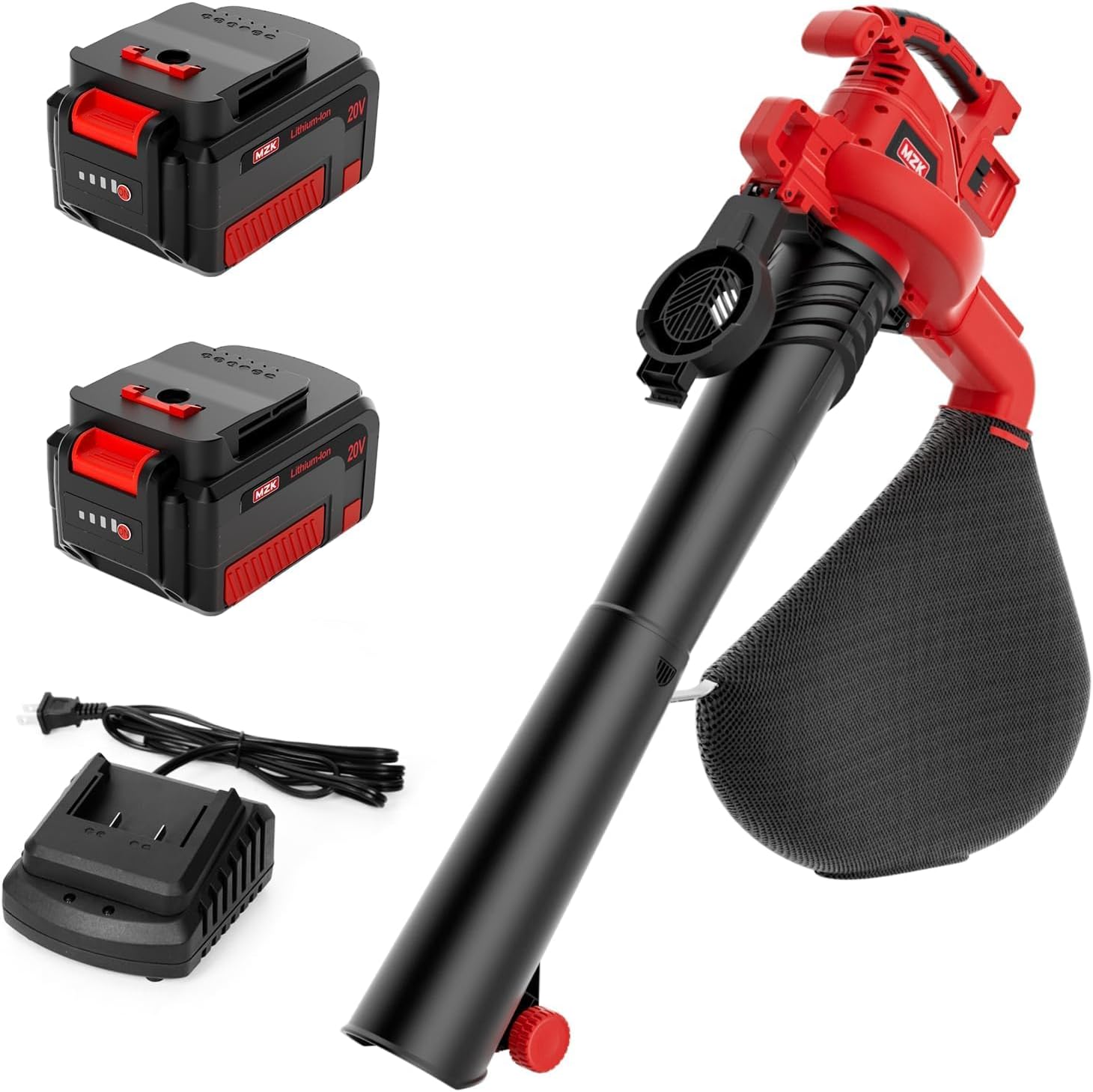 MZK 40V Cordless Leaf Blower, Leaf Vacuum and Mulcher, 3-in-1 Brushless Battery Powered Leaf Blower Kit with Collection Bag, 550CFM Leaf Vacuum for Lawn care(2*4.0Ah BatteryandFast Charger Included)