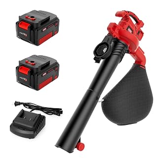 MZK 40V Cordless Leaf Blower, Leaf Vacuum and Mulcher, 3-in-1 Brushless Battery Powered Leaf Blower Kit with Collection Bag, 550CFM Leaf Vacuum for Lawn care(2*4.0Ah BatteryandFast Charger Included) - Amazon product rated Grade B