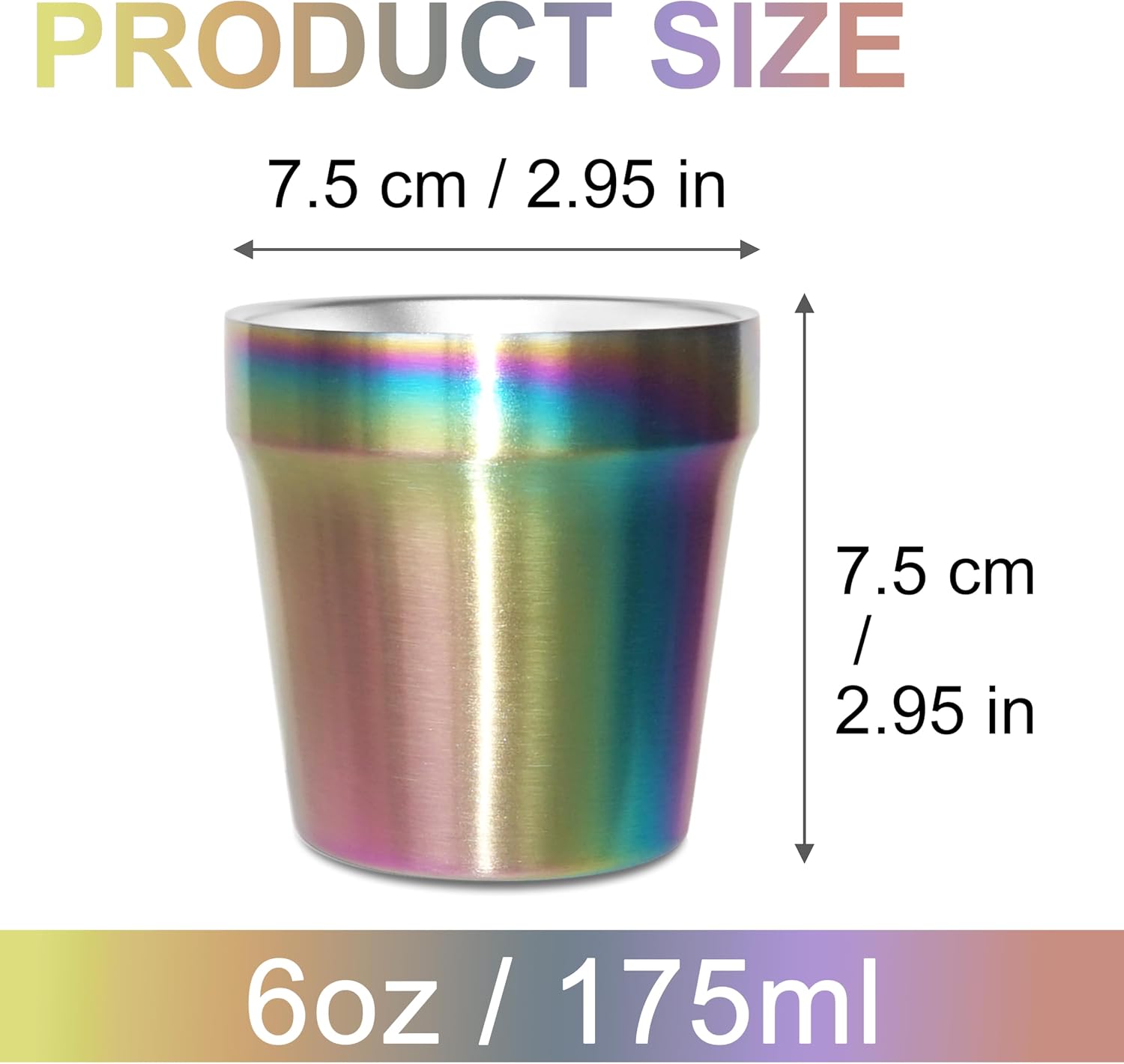 Stainless Steel Cups 4 Pack 6oz Double Walled Insulated Cups Stackable Travel Mug for Coffee, Tea, Beer, Camping&Everyday(Rainbow) image 2