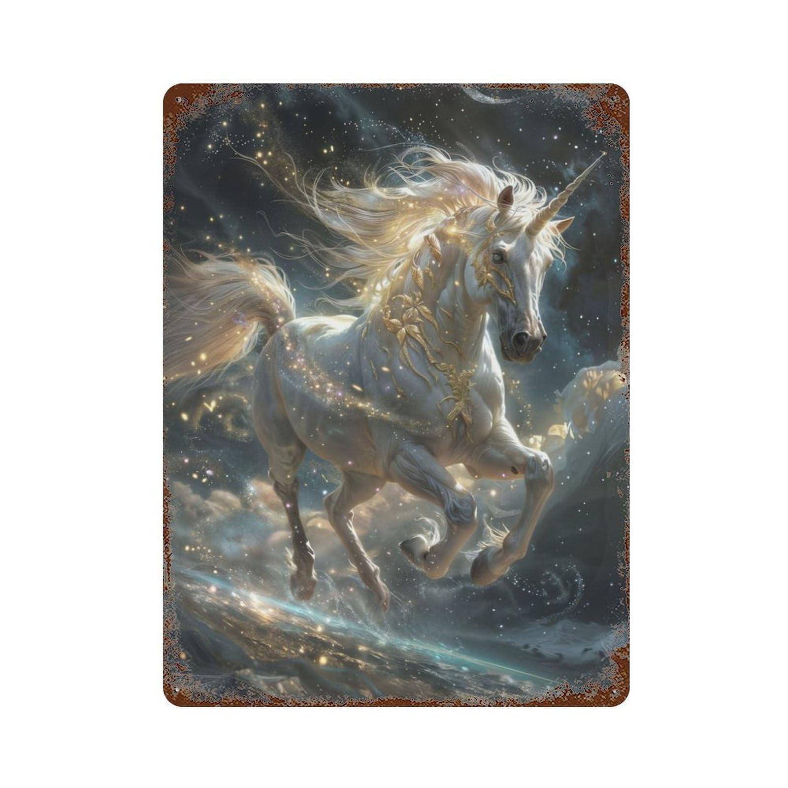 Unicorn Vintage Rust Metal Sign 15.7"x11.8", Ideal for Basement, Hobby Room And Garage Decor