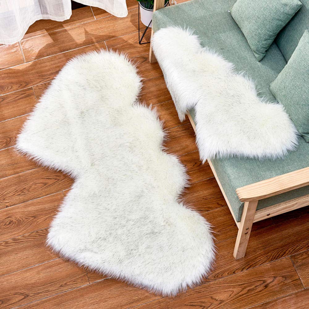 Peau de Mouton synthétique,Cozy Sensation comme véritable Laine Tapis en Fourrure synthétique, Fluffy Soft Longhair Décoratif Coussin de Chaise Canapé Natte Double Coeur 90 * 180cm