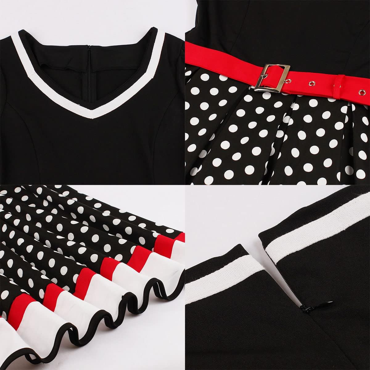 Women 1950s Vintage Short Sleeve Peter Pan Collar Retro Swing A Line Midi Summer Dress Cocktail Party Evening Prom Gown - Image 4