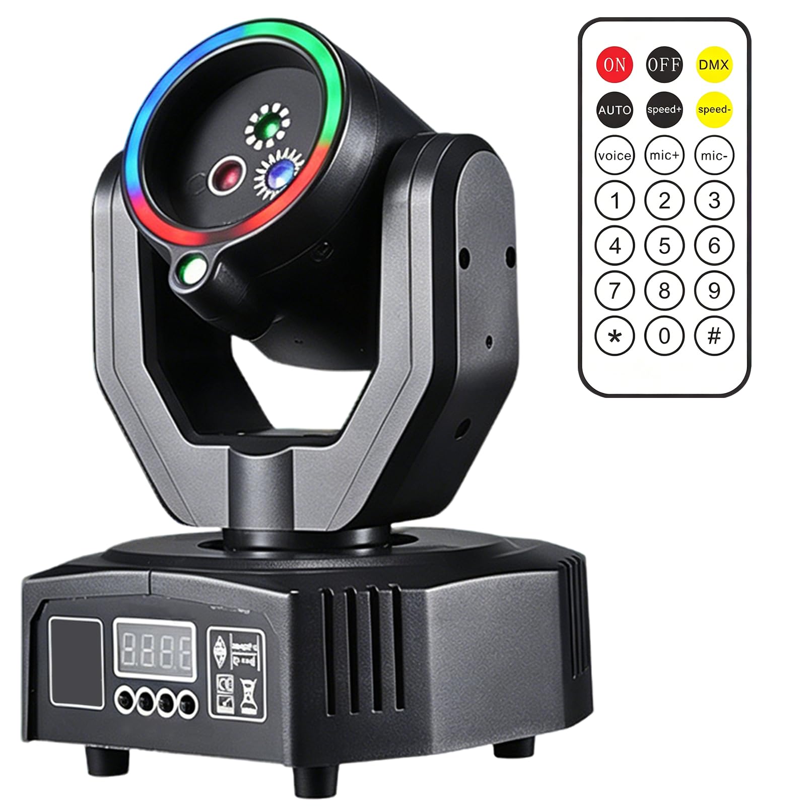 BRGD Mini Moving Head LED, 20W Moving Head Wash Bühnenlicht Scheinwerfer Sternenhimmel Effekt D-MX512 Soundaktiv Master Slave mit Fernbedienung für Party Disco Ballsaal Stab Stadium Club