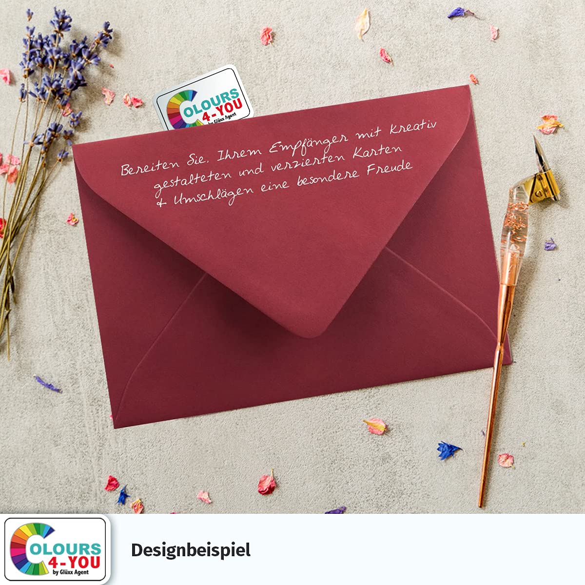 Colours-4-you - 250 buste per lettere, formato DIN C6, 11,4 x 16,2 cm, con chiusura a linguetta con chiusura a umido, 120 g/m², colore: rosso scuro
