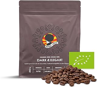 AFRO COFFEE Dark & Elegant I 250g Premium Bio Kaffeebohnen Fairtrade I 100% Arabica Kaffee Bohnen I Bohnenkaffee aus Äthiopien mit Noten von Bitterschokolade I handgepflückt, dunkel geröstet, säurearm