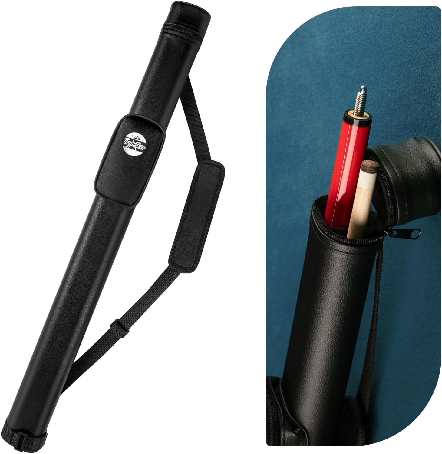 Trymaker Pool Cue Case, 1×1 Hard Pool Stick Case Holds 1 Complete of 2-Piece Cue (Not for 3/4 Cues), Made of Faux Leather Pool Cue Accessories