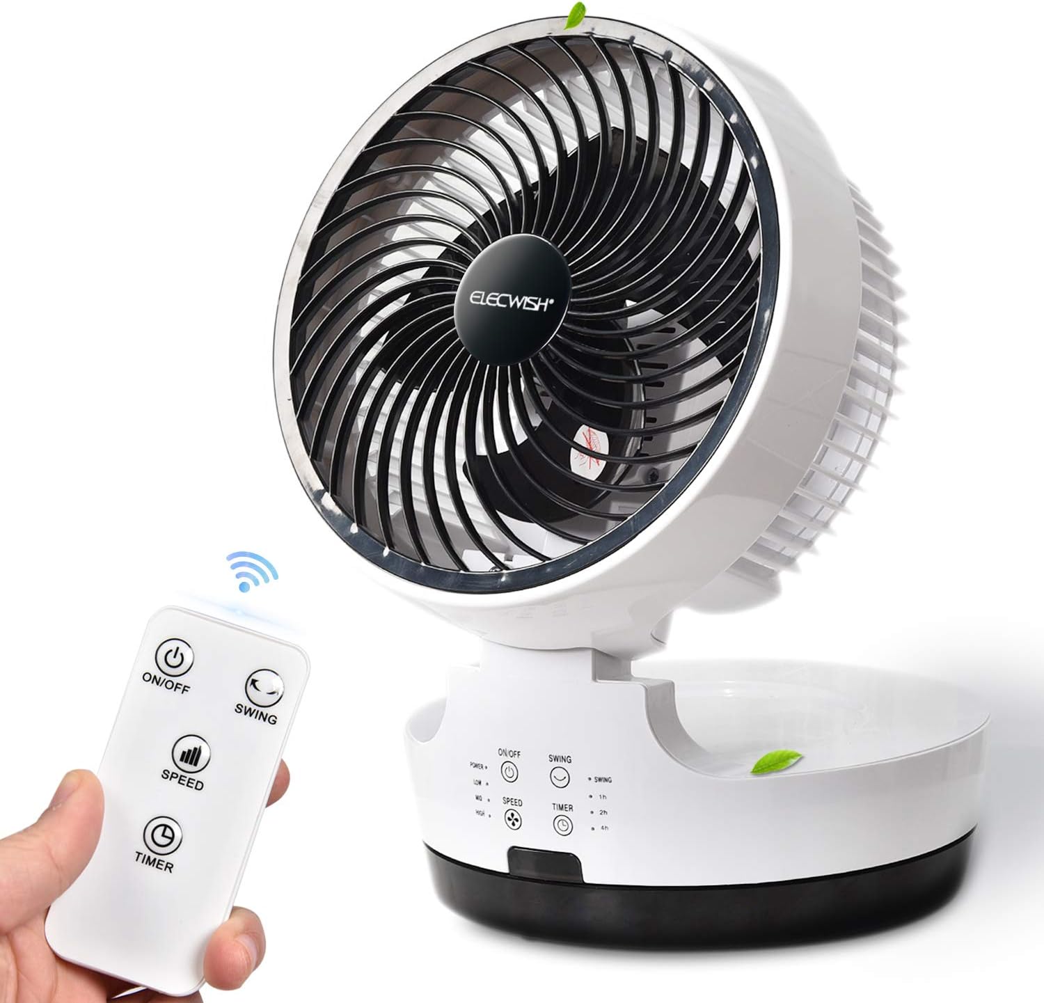 9.8-inch Foldable Whole Room Air Circulator Fan Oscillating Table Fan Remote Controlled for Kitchen Dining Garage,Easily Store and Clean, Strong Airflow