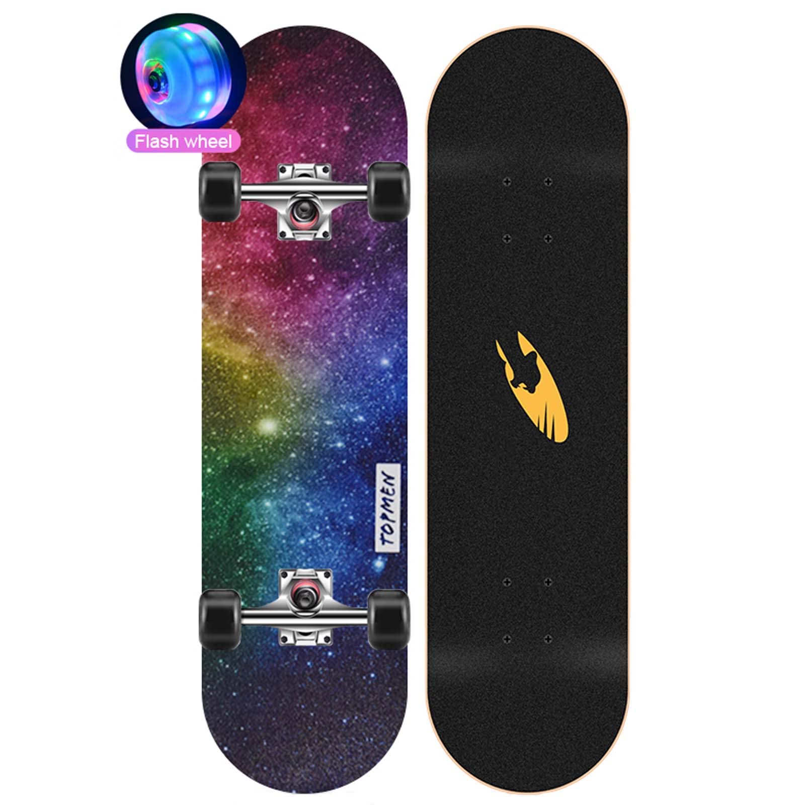 Skateboards with Colorful Flashing Wheels 31 x 8 Inch Complete Skateboard for Beginners Kids Teens Adults