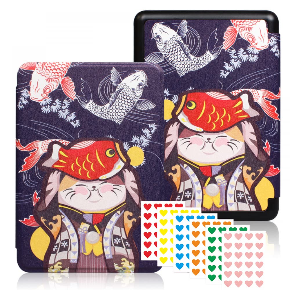 CZEUltra-Thin Case for 6.8 Kindle Paperwhite (11th Gen 2021) / Kindle Paperwhite Signature Edition Light Shell Cover with Auto Wake/Sleep/Magnetic Closure（Lucky Cat）