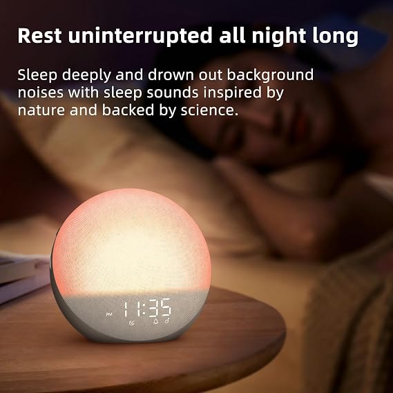 Odokee Sunrise Alarm Clock White Noise Machine: Natural Wake Up Light