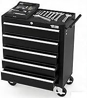 TUFFIOM 5-Drawer Rolling Tool Chest with Lockable Wheels, Top Cushion & Liners - Durable Steel Organizer for Garage Workshop