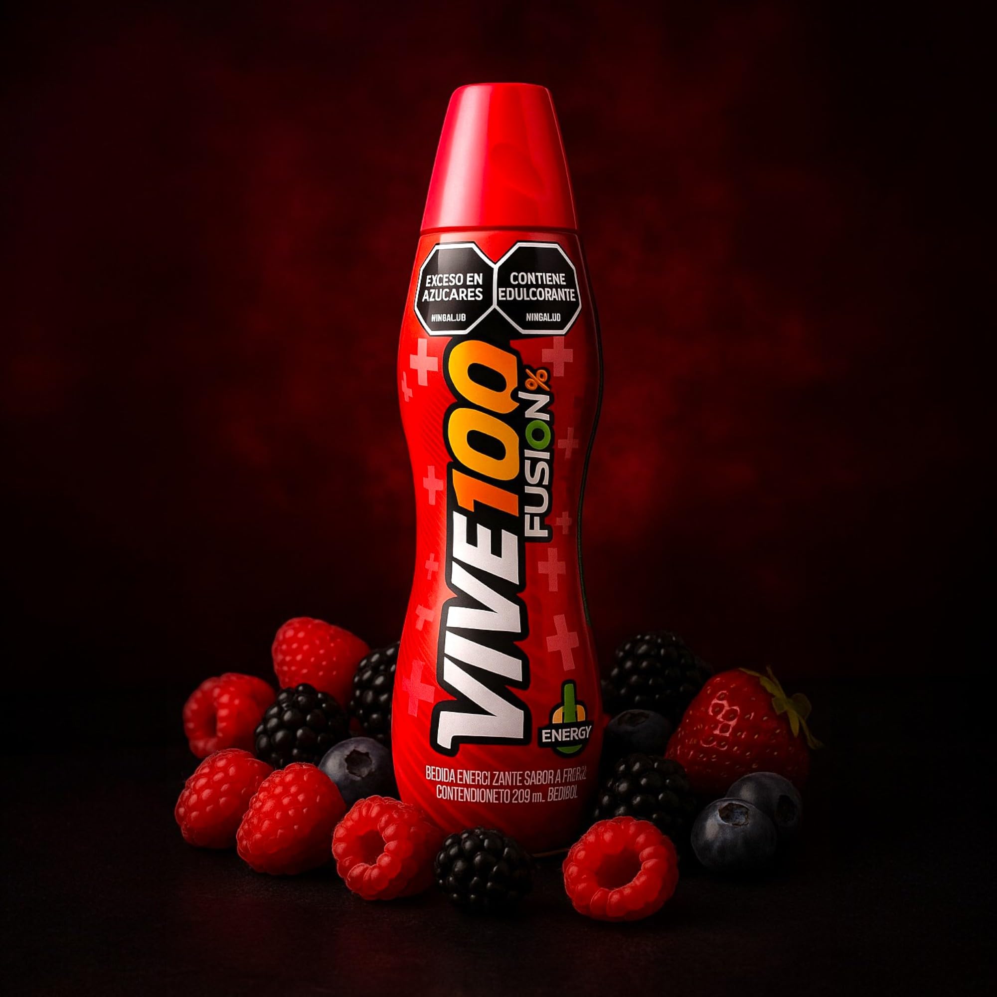 Amazon.com : Fusión Vive 100% Energy Drink, Red Berries Flavor