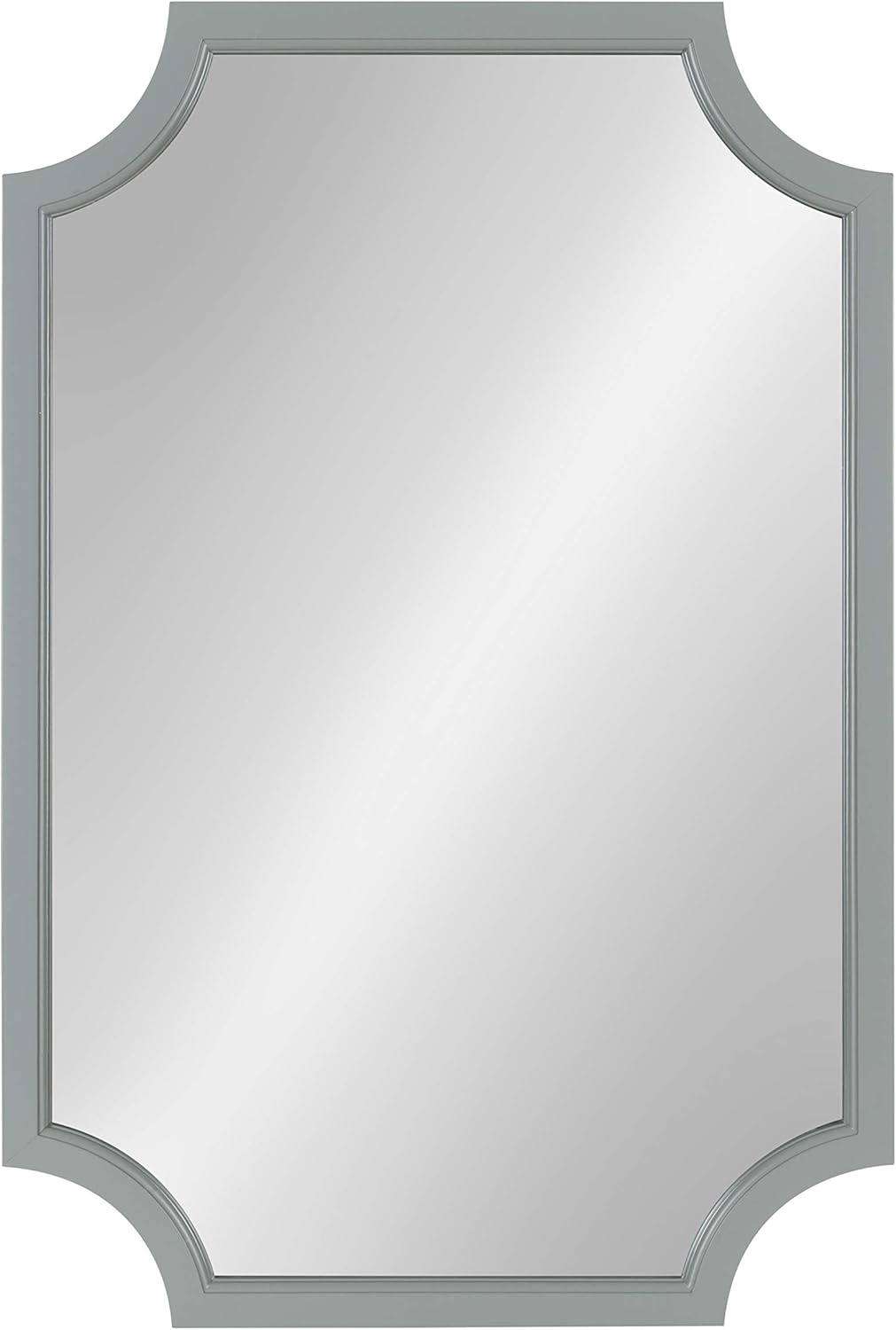 Kate and Laurel Hogan Wood Framed Mirror with Scallop Corners, 24x36 Inches, Gray