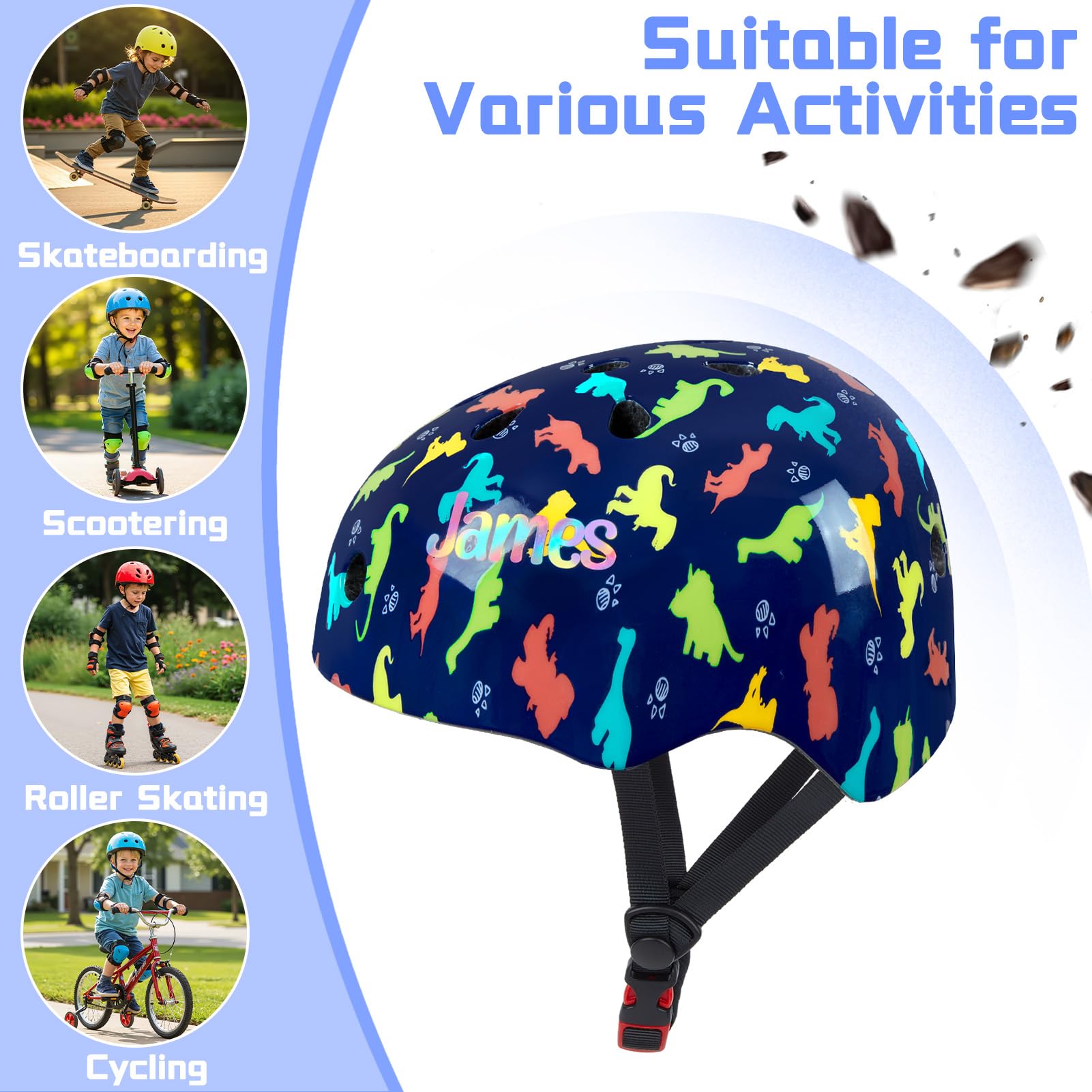 Casque Velo Enfant Licorne Protection Trotinette Genouillères Coudières Réglables Roller Scooter Skateboard 3-8 Ans