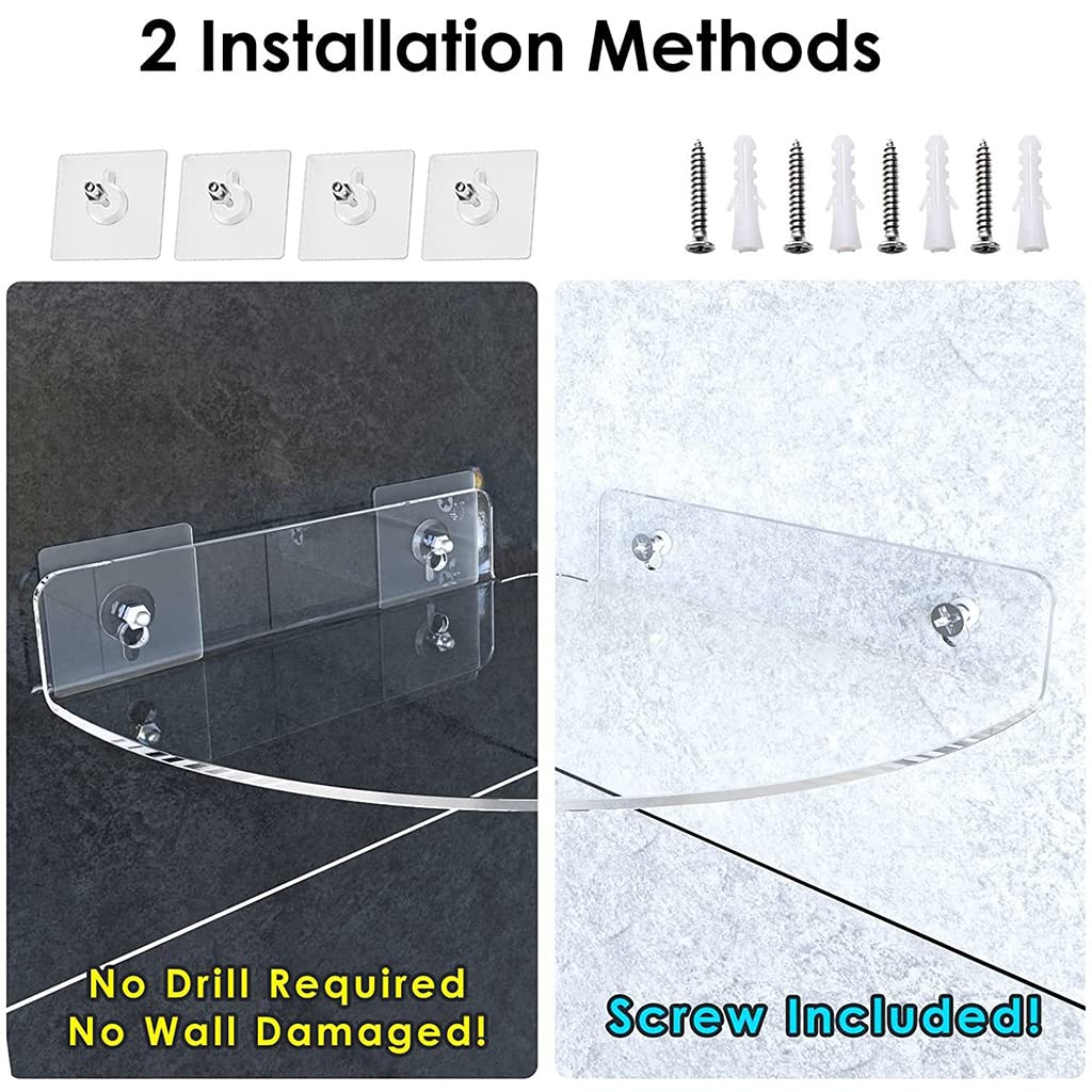 Estante de ducha esquinero transparente montado en la pared, organizador de baño
