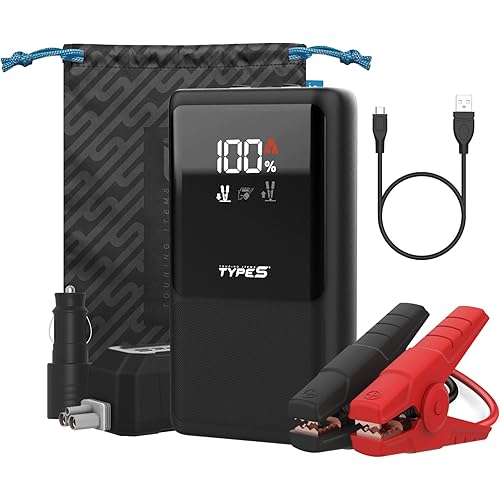 Type S Dynamic Classic DC10 Car Battery Jump Starter Portable Power Bank 500A Jump Starter Battery Pack for 6L Gas Engines / 4L Diesel with USB-C USB-A Outputs, incl Jumper Cable