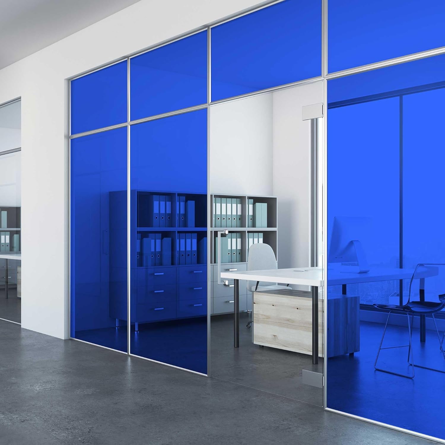 Abode Window Films Blue Transparent Stained Glass Window Film 50Cm X 100Cm, Pvc Self-Adhesive Decorative Window Film, Uv Glass Protection & Easy Application