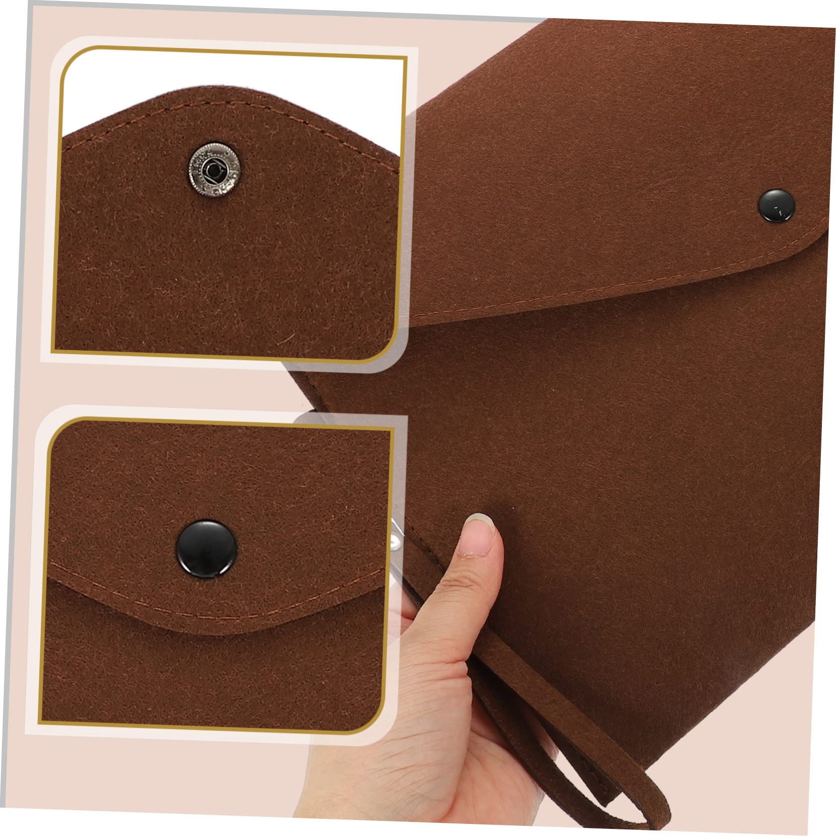 NUOBESTY 5stücke Felt File Bag Wasserdichter Aktenordner Mit Druckknopfverschluss Und Trageschnur Für Büro Schule Und Zuhause Praktische Dokumentenmappe Kaffee-farbe
