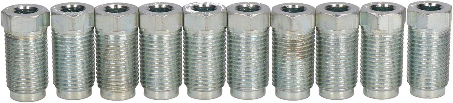 AB Tools Long Steel Male Brake Pipe Union Fittings 1/2" x20UNF for 1/4" Brake Pipe 10pc