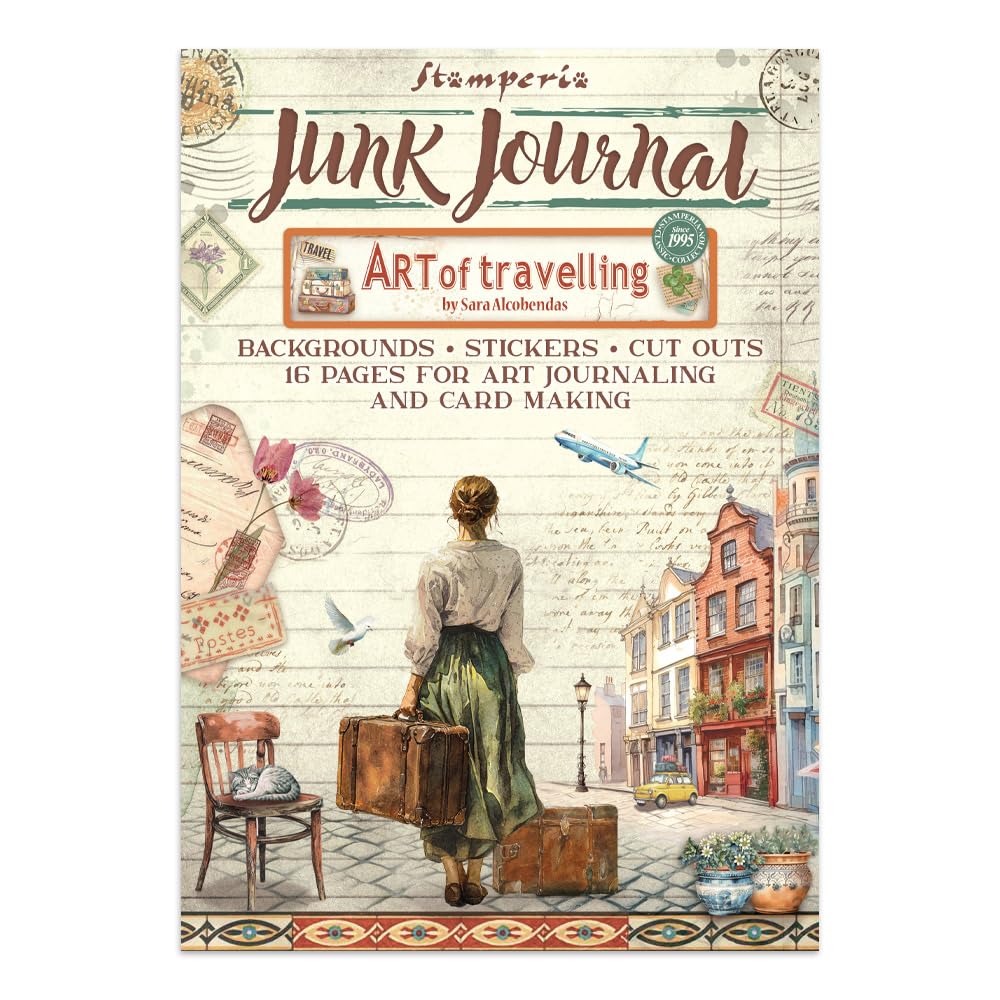 Stamperia - Junk Journal Stickers, Cut-Outs, and Backgrounds for Scrapbooks, Albums, Card Making, Bullet Journalling and More, Perfect for Hobbies, Crafts, and Gifting (Art of Travelling)