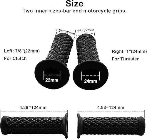 Miniatura 2 de Manillar de goma retro antideslizante para motocicleta, cómodo manillar de 78 pulgadas, 0.866 in, 1 pulgada, 0.945 in