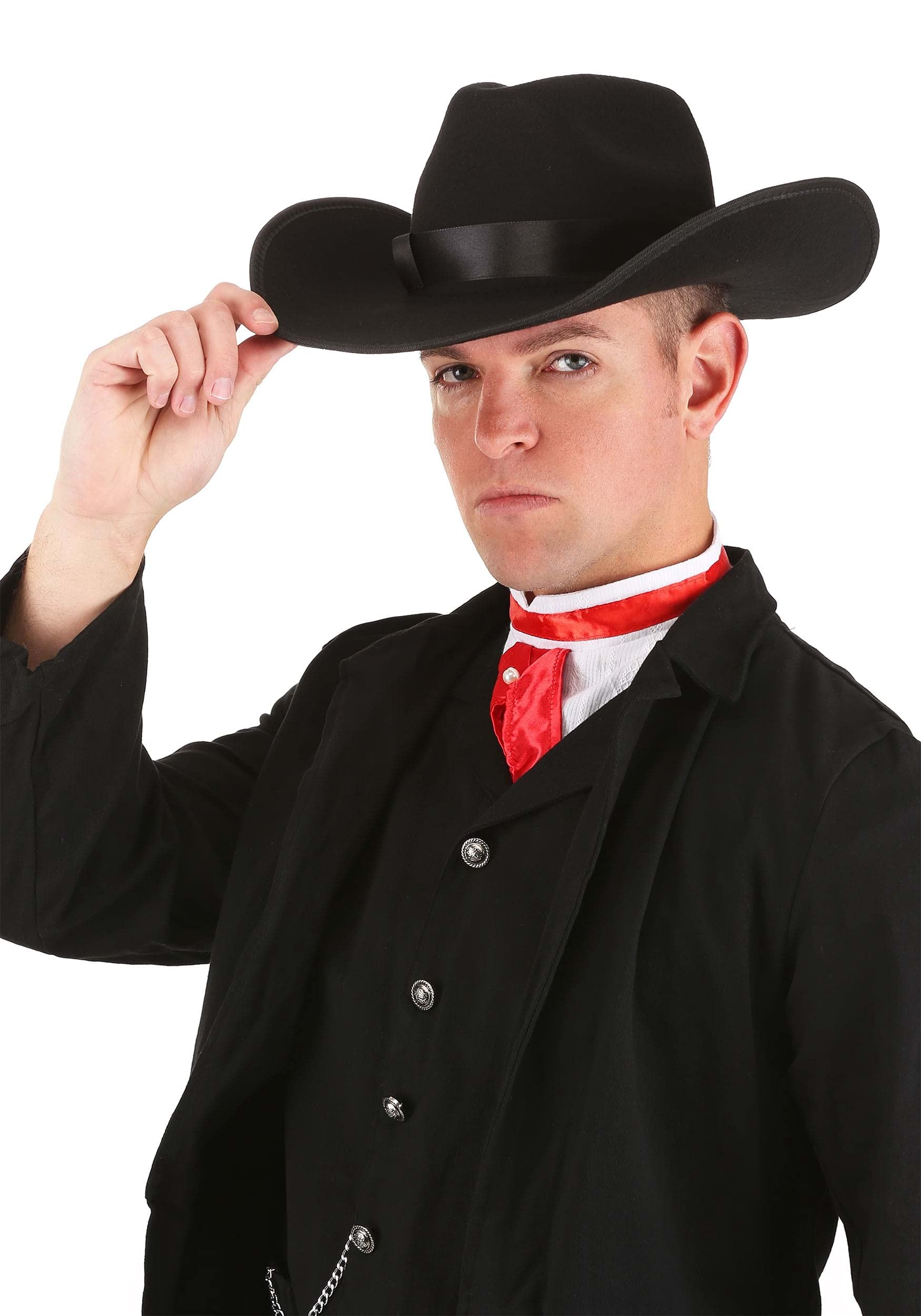 Chapeau de cowboy classique en feutre de laine, noir, large