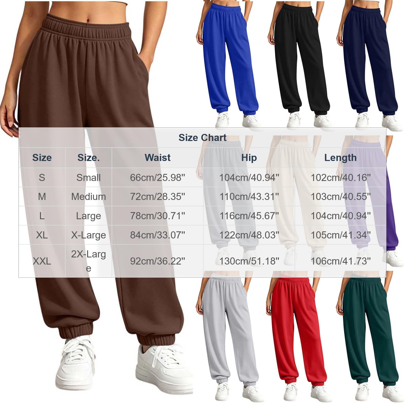 Pantaloni da Jogging Donna Pantaloni Sportivi Vita Alta Pantalone a Gamba Larga Larghi e Morbidi Pantalone Baggy con Tasche Tinta Unita Pants Lunghi con Coulisse Regolabile per Yoga e Fitness
