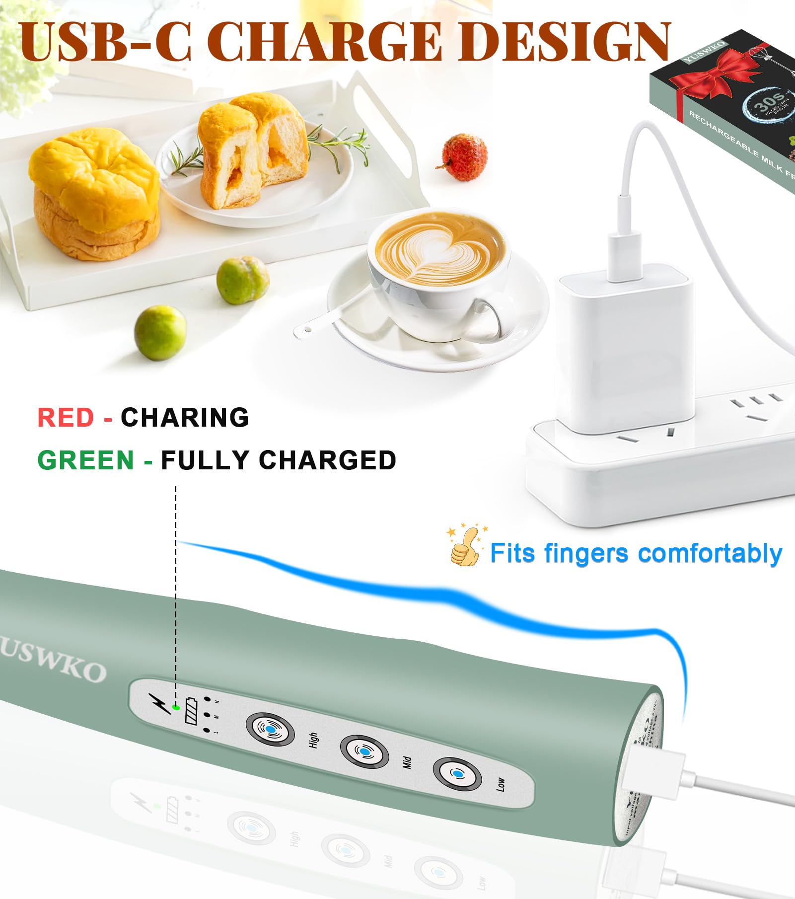 Rechargeable Milk Frother - Make Latte & Cappuccino! -4 Rechargeable Milk Frother - Make Latte & Cappuccino! -4