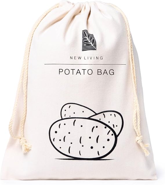 Potato Bag, Onion Bag & Garlic Bag 3 Pack Bundle Real Linen Cotton Blend Material | Food Sack Eco Product Vegetable Storage | Food Storage Bag | 30x40 cm