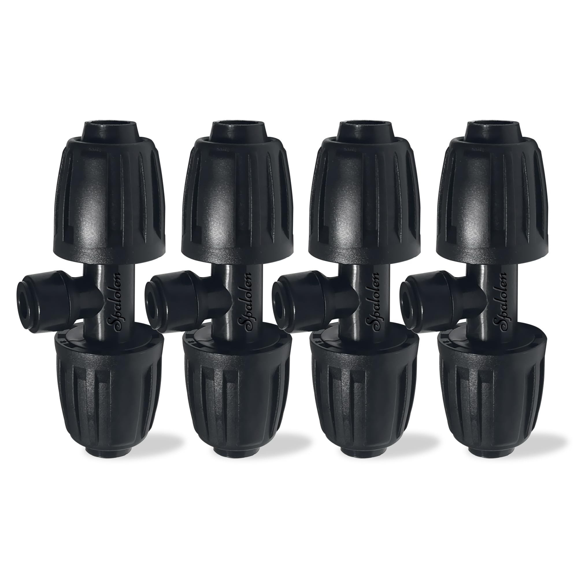 4 Pack 1/2'' to 1/4'' Drip Irrigation Fittings, Push-to-Connect 3 Way Drip Irrigation Part Barbed Tee Connectors, Anti-leak Locked Splitter Fitting for 1/2" Irrigation Tubing (0.6''-0.67''OD)
