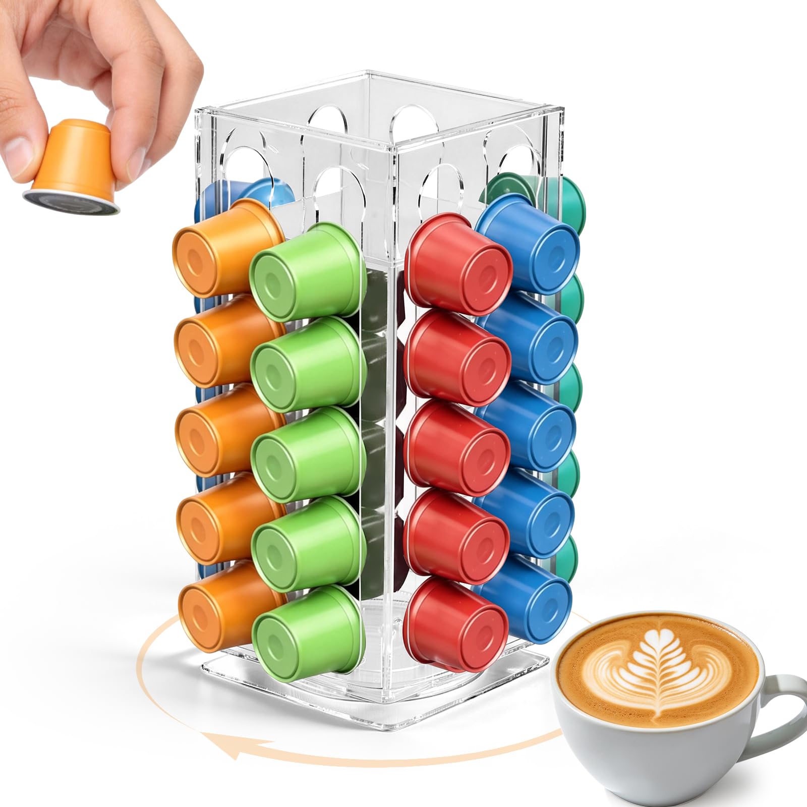 Support de capsules de café BAOSHISHAN rotatif 360 en acrylique pour 40 dosettes