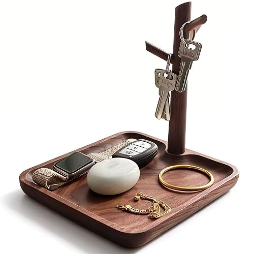 Solid Black Walnut Wooden Key Tray, Key Bowl for Entryway